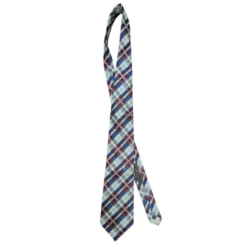 Paul Stuart 100% Silk (Men's)  Plaid  Multi-Color  Tie Hand Made  In The US
